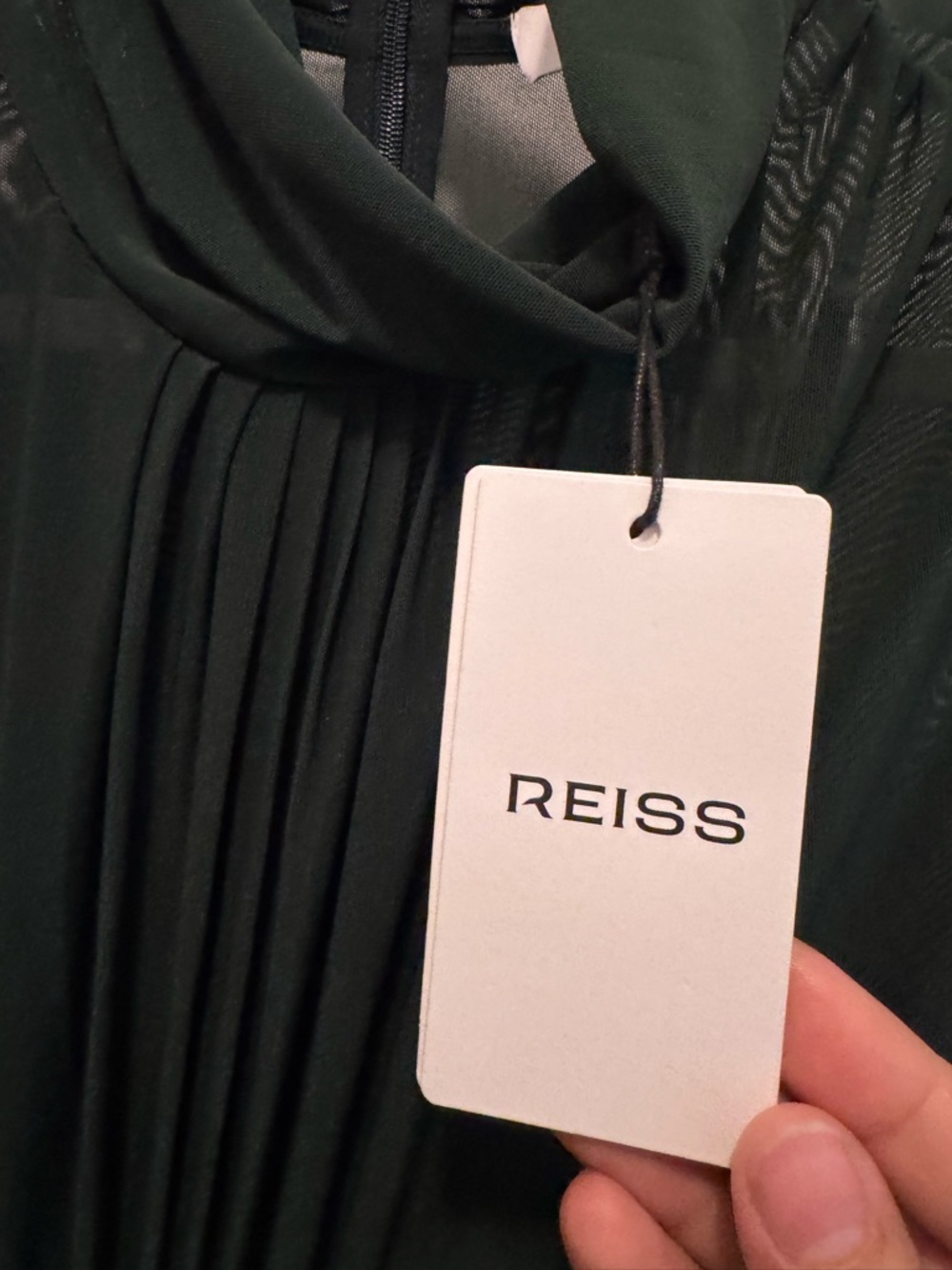 Reiss Dani Long Sleeved Ruched Dress in Dark Green - Picture 13 of 14